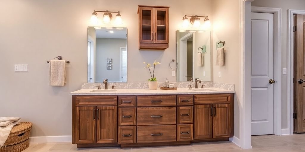 Custom bathroom vanity in a stylish Wylie home.