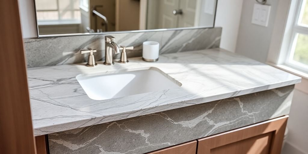 Elegant bathroom countertop installation in modern design.